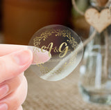 Etichette adesive trasparenti dorate tonde 32mm