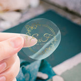 Etichette adesive trasparenti dorate tonde 32mm