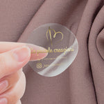 Etichette adesive trasparenti dorate tonde 35mm