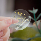 Etichette adesive trasparenti dorate tonde 32mm