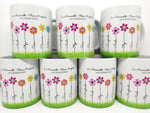 Tazza con fiori e nomi