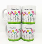 Tazza con fiori e nomi