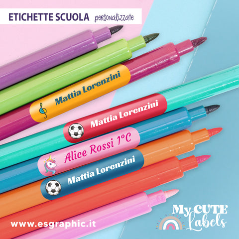 KIT da 30 ETICHETTE ADESIVE PENNARELLI E OGGETTI