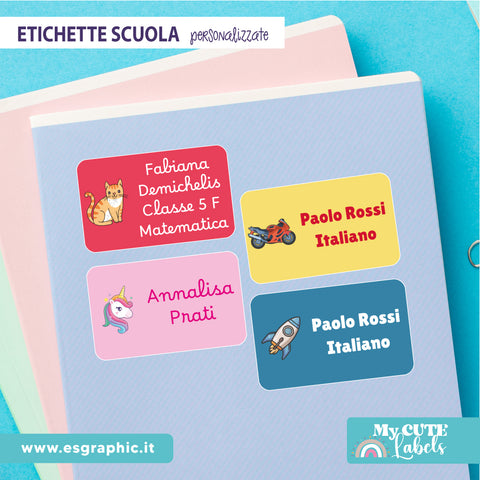 Etichette adesive quaderni scuola personalizzate