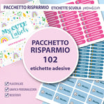 Pacchetto risparmio Etichette scuola con nome 