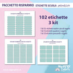 Pacchetto risparmio Etichette scuola con nome 