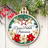 Pallina in legno con stella di Natale
