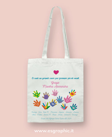 Borsa Shopper Con mani colorate e nomi