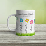 Tazza con fiori e nomi